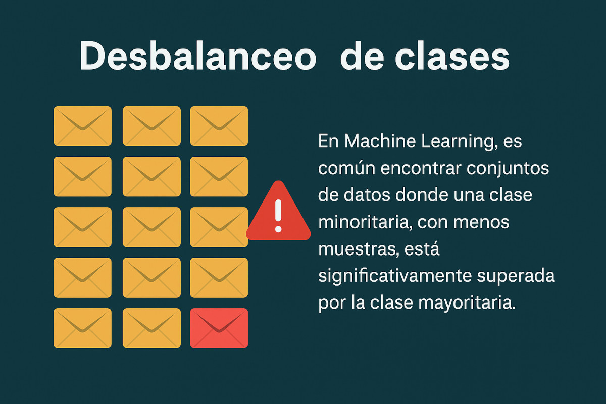 Imagen sobre el desbalanceo de clases en machine learning, que muestra visualmente la diferencia entre clases mayoritarias y minoritarias en un conjunto de datos.